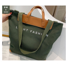 Custom print high quality thick canvas fabric large capacity crossbody bag office lady tote bag